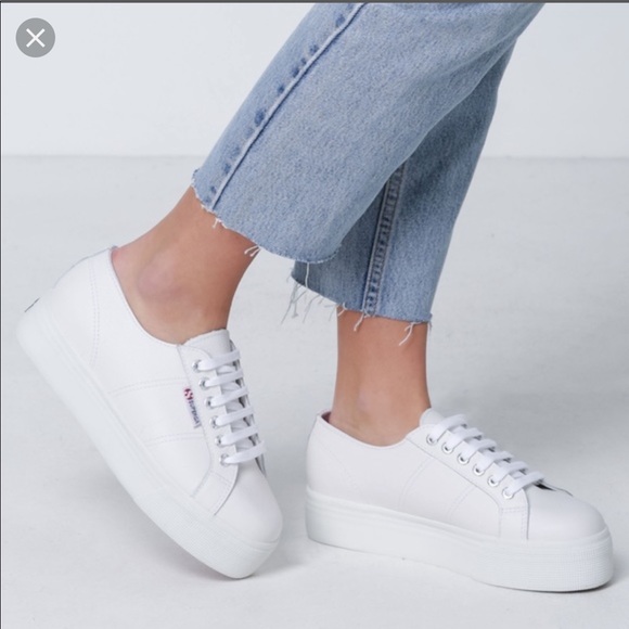 white leather platform supergas